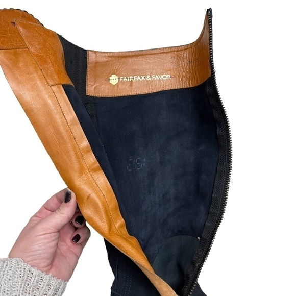 Fairfax and Favor Navy Suede Regina Chunky Heeled Boot Sz 36 - Picture 7 of 9